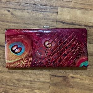 Peacock print Lodis clutch wallet